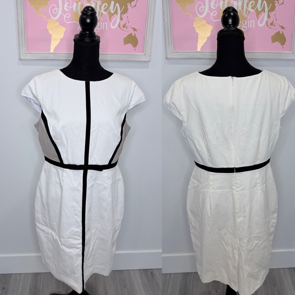 Tahari Arthur S. Levine White Midi Dress